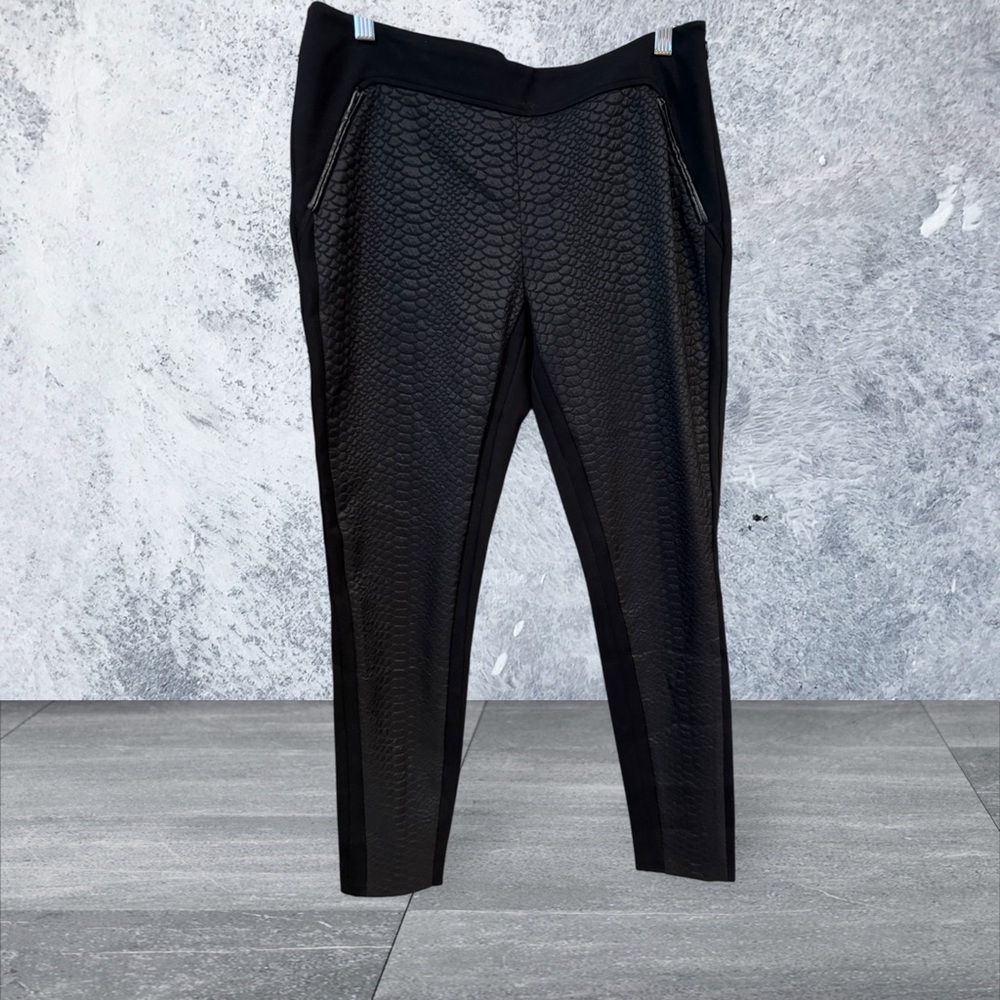 Ted Baker Black faux leather Patterned Leggings EUC
